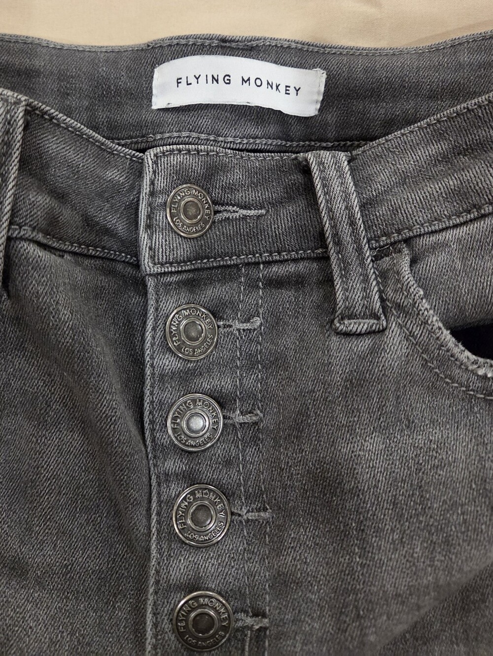Flying Monkey Marilyn High Rise Button Fly Crop Skinny Jeans 26 Washed Black